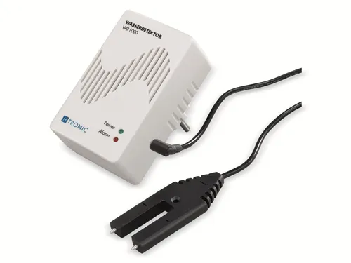 H-Tronic 1114720 WD 1000 Wassermelder mit externem Sensor - Wasser- & Temperaturmelder für frühzeitige Leckageerkennung, schützt vor Folgeschäden durch akustischen und optischen Alarm.