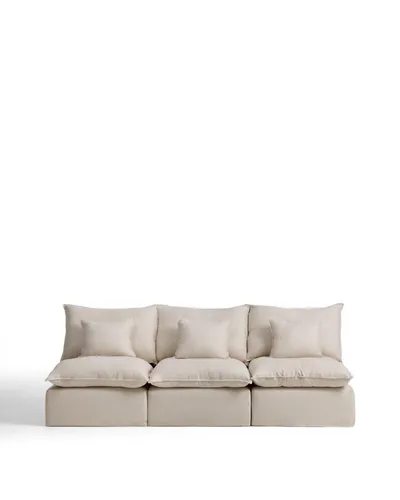 Anarela 3-Sitzer-Modularsofa Beige - Modernes Design - Elegantes 3-Sitzer-Modularsofa aus Viskose und Leinen, ideal für den Indoor-Bereich. Mit seiner weichen Polsterung und einer maximalen Belastung von 390 kg bietet es höchsten Komfort und Stil.