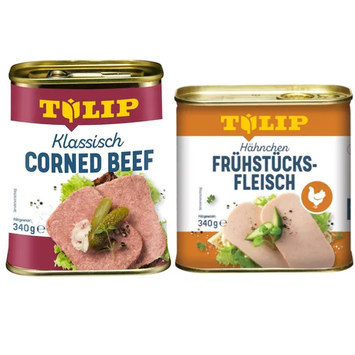 TULIP Bundle Frühstücksfleisch Corned Beef Hähnchen Delikatesse Konserve 2x 340g