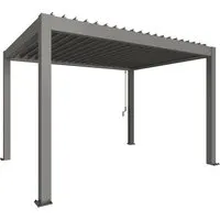 Biohort Pergola 4 x 3, quarzgrau-metallic - Zubehör für Gartenhäuser mit verstellbaren Lamellen bis 130°, idealer UV-Schutz und modernes Design für entspannte Stunden im Freien.