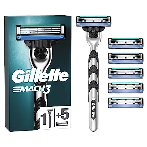 Gillette Mach3 Nassrasierer Herren, Rasierer + 6 Rasierklingen mit 3-fach Klinge, Geschenk für Männer