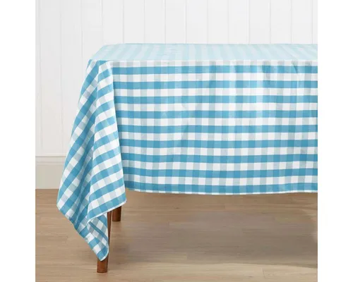 Homescapes Tischdecke Vichy-Karo Tischdecke blau kariert – 137 x 137 cm, 100% Baumwolle (1-tlg)