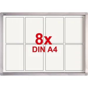 FRANKEN Schaukasten ECO silber 8x DIN A4 - Schaukästen für außen, mit flügeltüren und ESG-Scheibe. Ideal für eine übersichtliche Präsentation Ihrer Werbemittel und einfache Montage.