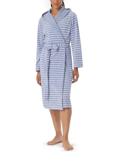 Schiesser Bademantel mit Kapuze - Frottee 110 cm - Bademantel für Damen aus 80% Baumwolle, 20% Polyester, mit Kapuze und in ansprechendem Design, ideal für gemütliche Abende zu Hause