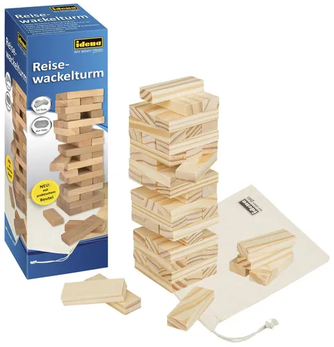 Idena Reisewackelturm 40088 – Geschicklichkeitsspiel aus Holz