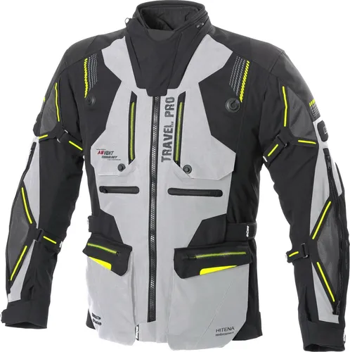 Büse Travel Pro Motorrad Textiljacke, schwarz-grau, Größe 48 - Motorradjacke aus strapazierfähigem Tactel® Gewebe, wasserdicht und atmungsaktiv mit entnehmbarer Humax® Klimamembran. Ideal für Schutz und Komfort beim Fahren.