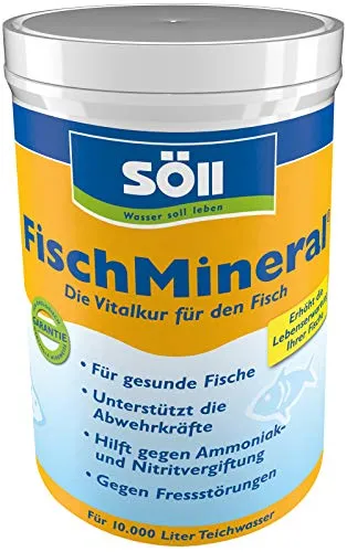 Söll FischMineral 1 kg - Teichpflege für gesunde Fische - Wasserpflege für 10.000 Liter Teich, fördert die Entgiftung und Vitalität Ihrer Teichfische mit hochwertigen Vitaminen.