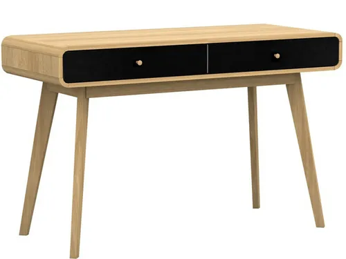 Mid.you Schreibtisch Cassie, Schwarz & Eiche, 2 Schubladen, 79x50x120 cm