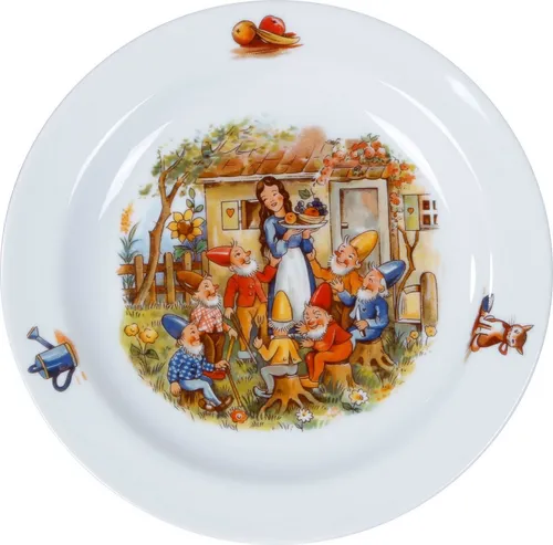 L.E.R.D.93 Kindergeschirr-Set 3-tlg. mit Märchenmotiven - Kindergeschirr aus hochwertigem Porzellan mit bezaubernden Märchenmotiven, ideal für kleine Feinschmecker. Spülmaschinengeeignet und perfekt als Geschenk zur Geburt oder Taufe.