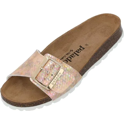 Palado Pantoletten Damen Malta EGS Aurora by Sila Sahin - Wanderschuhe mit schillerndem Schuppenmuster, Kork-Fußbett und Veloursleder-Decksohle für maximalen Komfort und stilvolles Design, Made in Spain.