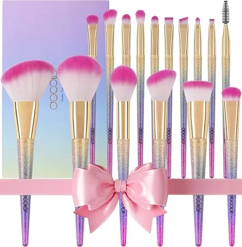 docolor 16Pcs Makeup Pinsel Set, Pinselset Makeup, einschließlich Foundation Pinsel, Puderpinsel, Konturenpinsel, Rougepinsel Makeup Pinsel Set ist für Valentinstag/Muttertag Geschenk