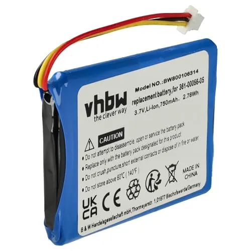 vhbw Akku Ersatz für Garmin 361-00056-05, 361-00056-11 für GPS Navigation Navi (750mAh, 3,7V, Li-Ion)