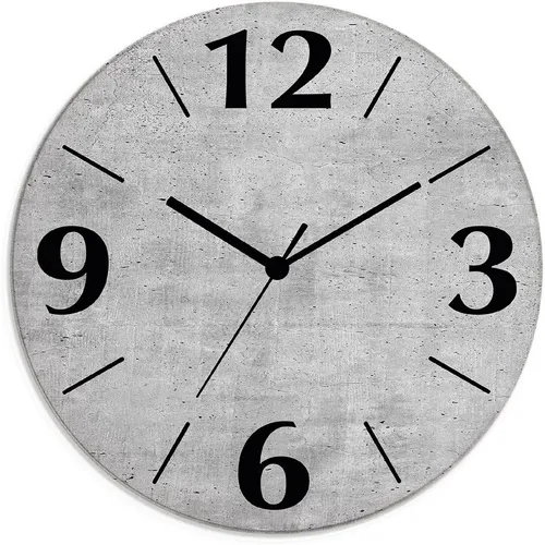 ARTLAND Lautlose Wanduhr aus Glas Ø 30 cm - Graue Beton Optik - Wohnaccessoires mit modernem Design. Diese geräuschlose Quarzuhr eignet sich perfekt für Schlafzimmer und sorgt für eine freischwebende Optik an der Wand.