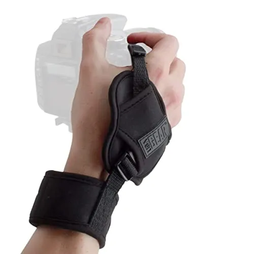 USA Gear Kamera Handschlaufe mit Gepolstertem Neopren und anschließender Metallplatte - Kompatibel mit Canon, Fujifilm, Nikon, Sony und mehr DSLR-Kameras, Instant-Kameras ohne Spiegel - Schwarz