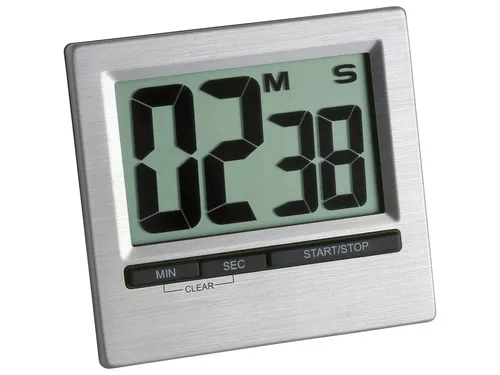 TFA Digitaler Timer und Stoppuhr 38.2013.54 - Eieruhren & Kurzzeitmesser – Der digitale Timer mit großem Display und Aluminiumfront bietet einfache Handhabung, ideal für Küche, Training oder Büro. Mit Magnet und Ständer für flexible Nutzung.