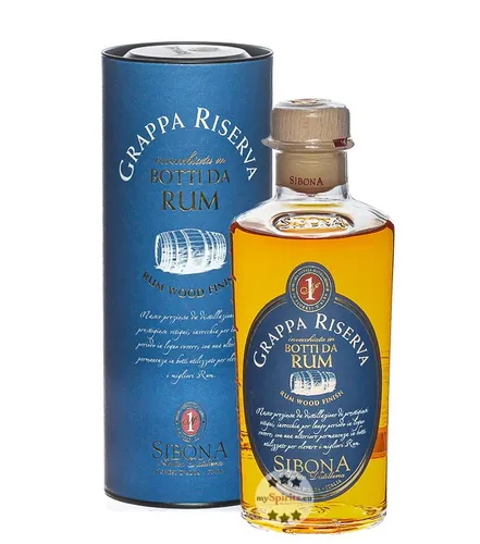 Sibona Grappa Riserva Botti da Rum - Rum, fruchtig-komplexer Geschmack durch Finish in Rumfässern – ein Genuss für Kenner und Liebhaber!