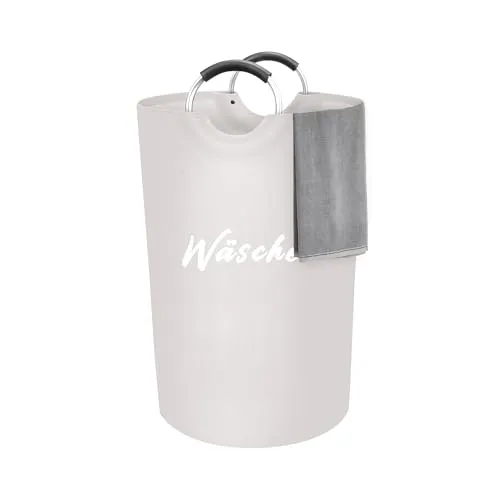 Großer 90L Wäschesammler mit Aluminiumgriffen – stabiler & faltbarer Wäschekorb mit wasserabweisender PE-Beschichtung – Wäschebox fürs Bad & Schlafzimmer – ergonomische Griffe, formfeste Wäschetonne