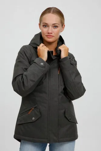 OXMO Bellissa Damen Winterjacke - Gefütterte Funktionsjacke mit Kapuze in Dark Grey - Funktionsjacken mit mittelschwerer Fütterung, ideal für den Übergang und nachhaltig produziert. Hochwertige Verarbeitung und vielseitig kombinierbar für jeden Anlass.