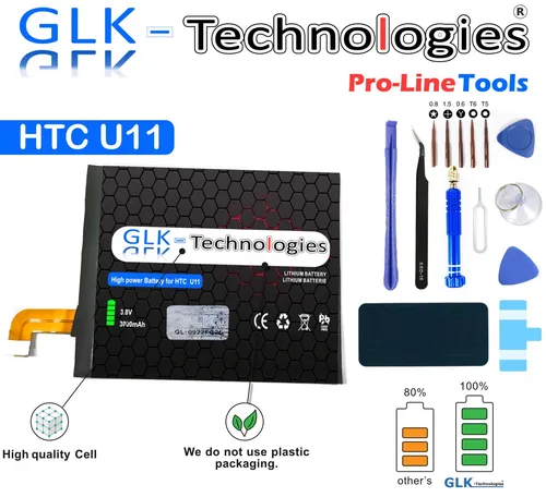GLK-TECHNOLOGIES für original Akku für HTC U11 Batterie B2PZC100 P R O  /  NEU