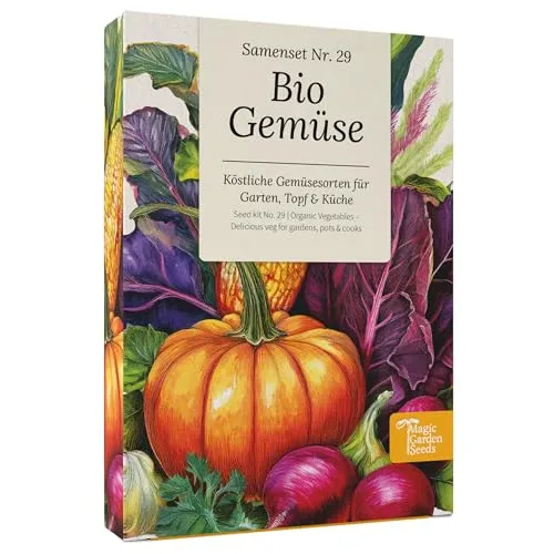 Magic Garden Seeds - Bio-Gemüse Samen für die Selbstversorgung: 9 Sorten - Kohlrabi, Zucchini, Tomate San Marzano, Rote Bete, Gurke, Mangold, Salat, Blattsenf, Karotte