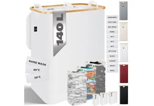 KESSER Wäschekorb mit Deckel - Faltbare Wäschebox 140 l - Wäschesammler mit 140 l Fassungsvermögen, faltbar und platzsparend, ideal für jeden Haushalt.