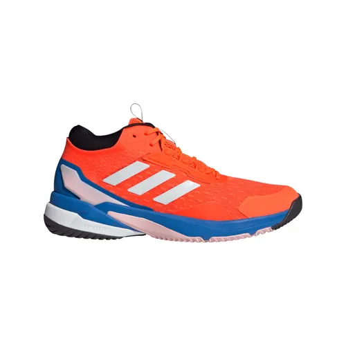 adidas CrazyFlight Mid 6 Hallen-Indoorschuhe rot/blau Herren, Größe 44 (10) - Badmintonschuhe für Herren mit atmungsaktivem Mesh-Obermaterial und BOOST Zwischensohle für explosive Bewegungen und optimale Stabilität.