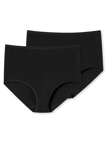 Schiesser Damen 2 Pack Maxi Slip Bio Baumwolle - 95/5 Organic Unterwäsche, Schwarz_174387, 46 EU