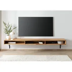 Massivmoebel24 Lowboard WIEN aus Wildeiche 180x43x17 - Lowboard aus Wildeiche, natur geölt. Bietet minimalistisches Design und perfekten Stauraum für HiFi-Geräte. Ideal für ein stilvolles Wohnambiente.
