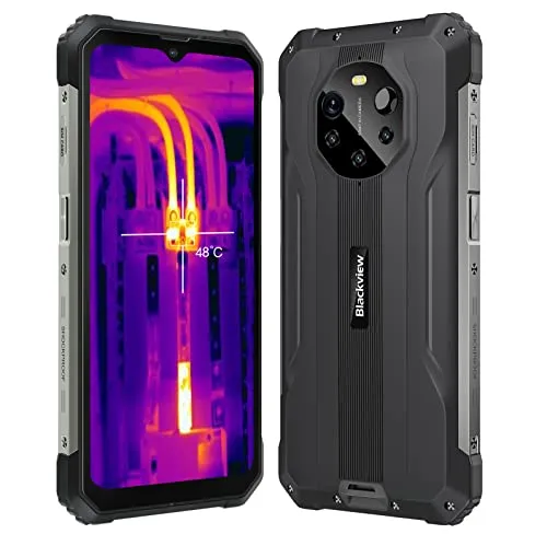 Blackview 5G Wärmebildkamera Outdoor Smartphone Ohne Vertrag BL8800 PRO, 50MP Quad Kamera, Dimensity 700 8GB+128GB, 6.58'' FHD+, 8380mAh Akku 33W Schnellladung, IP68 Robust Handy NFC GPS OTG Schwarz