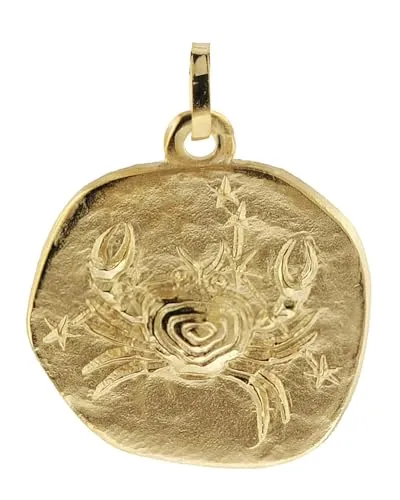 trendor Sternzeichenanhänger Krebs 333 Gold 20 mm - Kettenanhänger für das Sternzeichen Krebs (22.06.-22.07.), aus hochwertigem 333 Gold, mit poliertem Motiv auf mattem Hintergrund, ideal als persönliches Geschenk.