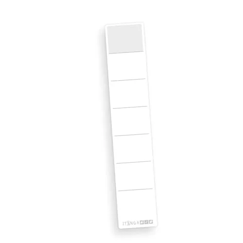 itenga 100x Ordneretiketten Ordnerrückenschild für breite und schmale Ordner I Aufkleber für Ordnerrücken selbstklebend aus Haftpapier (weiss, für schmale Ordner 3,6 x 19cm)