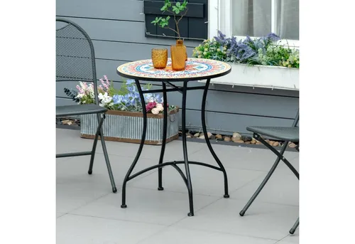 Outsunny Mosaiktisch rund Ø60 cm in blau von Outsunny