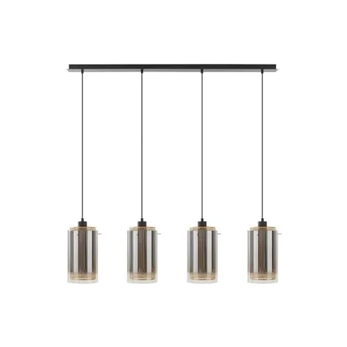 Lucande Pendelleuchte Sterzy – 4-flammige Alu-Glas Hängelampe für modernen Stil - Hochwertige Pendelleuchte für Wohnzimmer, Esszimmer oder Küche. Schaffen Sie mit dieser eleganten Lampe eine einladende Atmosphäre. Geprüfte Qualität sorgt für zuverlässige Nutzung.