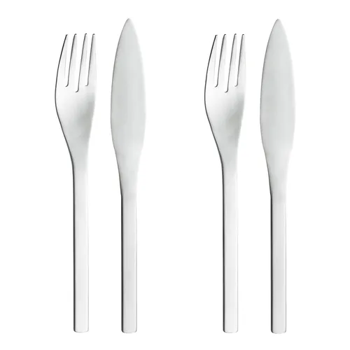 PURESIGNS Fisch-Set ONE Extra mattiert - 4 teilig für 2 Personen - Edelstahl Fisch-Set, extra mattiert für stilvolles Servieren und perfekten Genuss bei Fischgerichten.