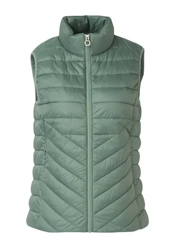 s.Oliver Steppweste mit Stehkragen in SAGE GREEN - Stylische Steppweste für Damen in Größe 36, pflegeleicht und schmutzabweisend. Ideal für den Alltag mit praktischem Reißverschluss und zwei Taschen.