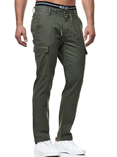 Indicode Leinenhose Leonardo - Wanderhose in beige, aus 55% Leinen und 45% Baumwolle, pflegeleicht und elastisch, ideal für Outdoor-Aktivitäten mit praktischen aufgesetzten Taschen.