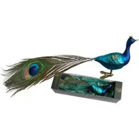 Pfau Glas Türkis Blau Lauscha Pfauenfeder Clip in blau von Glasmanufaktur Lauscha