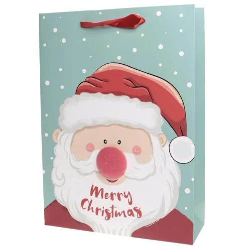 süße Geschenktüten Nikolaus aus Papier für Weihnachten - Geschenktaschen für Weihnachten aus Papier - Geschenktaschen Weihnachten für Kinder Größe 25 x 8,5 x 34,5 cm (L/B/H), Farbe Nikolaus 12 x