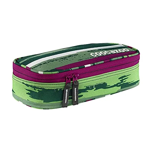 coocazoo Federmäppchen PencilDenzel „Bartik“ grün/pink, Schlamperetui, Geodreieckfach, Stundenplanfach, herausnehmbarer Stiftehalter, zusätzliches Reißverschlussfach