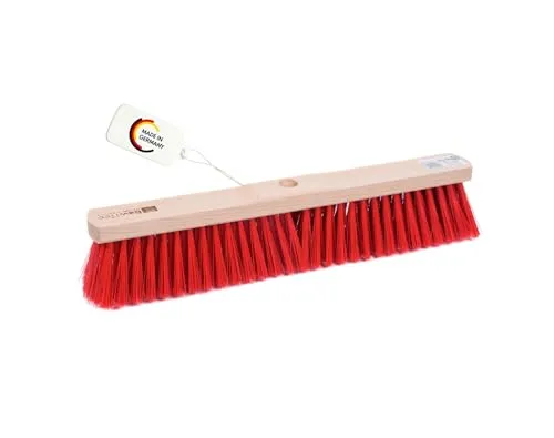 BawiTec Qualitäts Straßenbesen, mit Universal-Stielloch, 50cm Breit/Lang, rote Elaston-Kunststoff-Borsten, Besen Kehrbesen ohne Stiel Besenstiel, für draussen, Garten,Terrasse,Haus und Hof