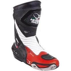 MUGENRACE Sphantom 2 perforierte Motorrad Stiefel, Größe 47, schwarz-weiß-rot - Hochwertige Motorradstiefel mit TPU Protektoren und auswechselbarem Metalleinsatz für optimalen Schutz und Komfort beim Fahren.