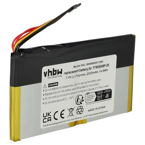 vhbw 1x Akku Ersatz für Polaroid FT605056P-2S für Kamera (2000 mAh, 7,4 V, Li-Polymer)