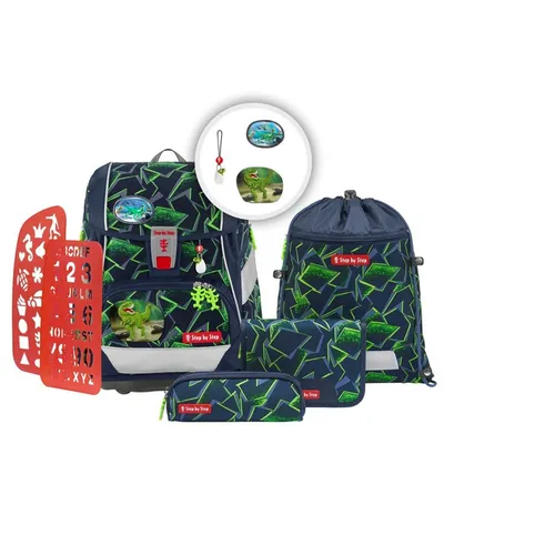 Step by Step Schulranzen-Set 2IN1 Plus Wild T-Rex Taro - Ergonomischer, höhenverstellbarer Tornister mit reflektierenden Elementen und anpassbarem Design für optimale Sichtbarkeit und individuellen Style
