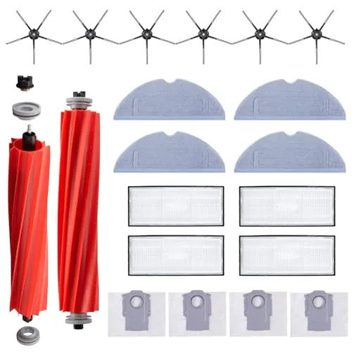 Stück Zubehörset für Roborock S7 MaxV Ultra S7 Pro Ultra Staubsauger Ersatzteile Enthält 2 Hauptbürste 4 Wischtücher 4 HEPA-Filter 4 Staubbeutel 6 Seitenbürsten 20