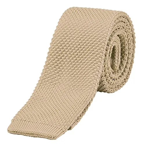 DonDon schmale Strickkrawatte 5 cm - beige in beige von DonDon