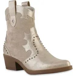 VAN HILL Damen Cowboy Boots Stiefeletten mit Trichterabsatz von Van Hill