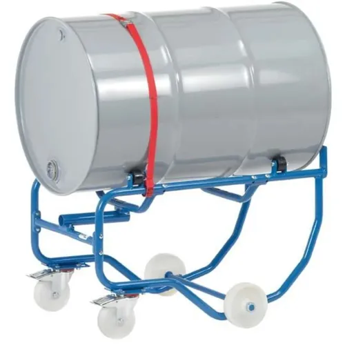 fetra Fasskipper 2015 - Effizientes Fasshandling - Fasskipper für 200-Liter-Stahlfässer, pulverbeschichtet und fahrbar. Mit Hebelstange und Rollen für müheloses Entleeren und Lagern. Ideal für sichere Fasshandhabung.