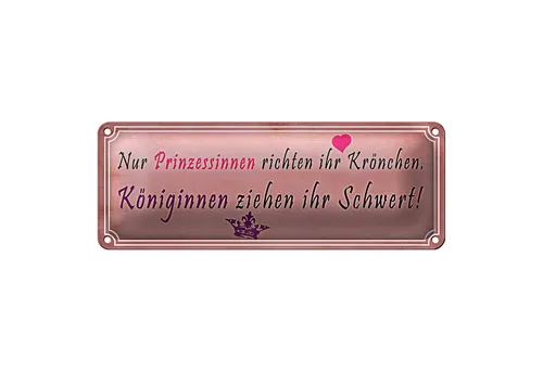 Roomando Metallschild Blechschild Spruch 27x10cm Prinzessinnen richten Krönchen Dekoration