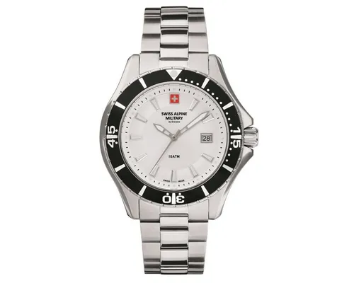 Swiss Alpine Military Herren Armbanduhr SAM 143 7040.1132 - Armbanduhren für Herren – Robuste Herrenuhr mit Datumsanzeige, silberfarbenem Zifferblatt und Leuchtzeigern, ideal für Abenteuer und Alltag.