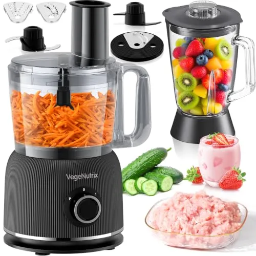 1500W Küchenmaschine und Mixer Kombination mit 2,5L Zerkleinerer und 2L Glasstandmixer